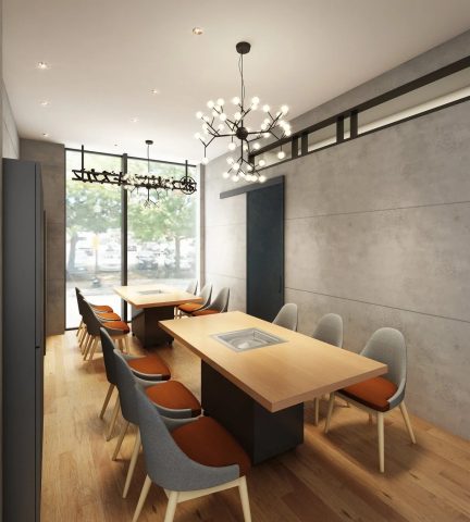 モダンなテーブル席