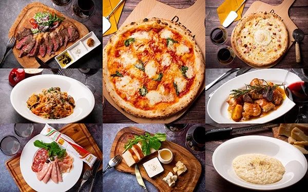 様々なイタリア料理が並ぶ食欲をそそるコラージュ画像